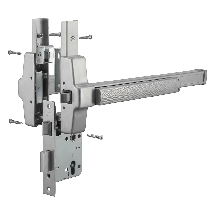 Commercial panic bar exit device and mortise lock hardware serviced by a commercial locksmith in Washington DC