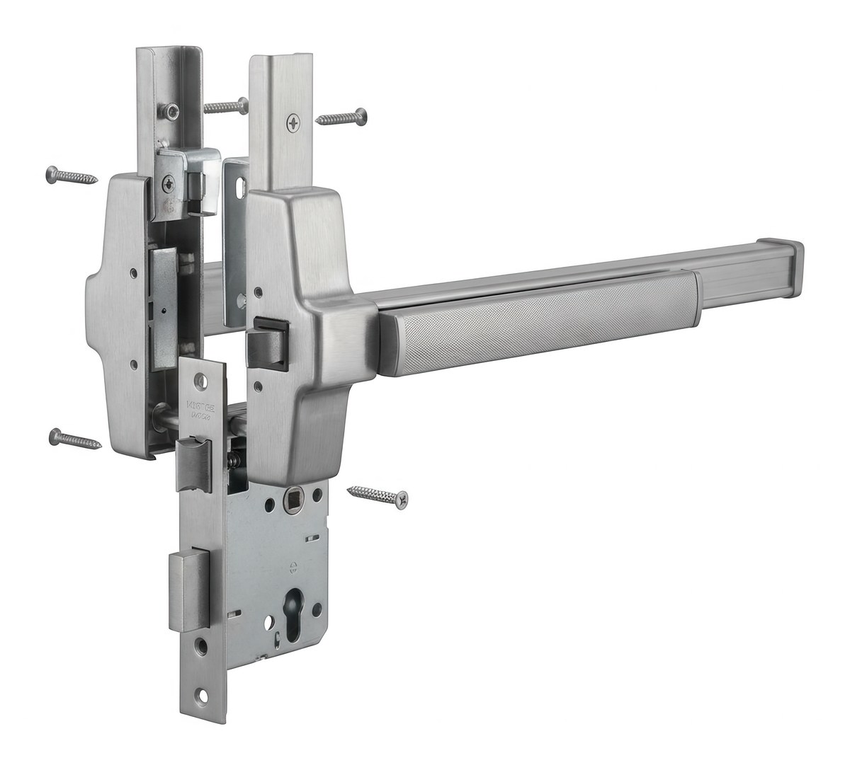 Commercial panic bar exit device with mortise lock body for business doors in Washington DC